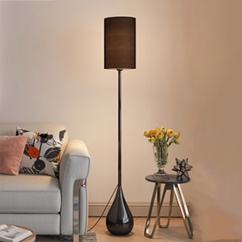 Modern Minimalist Water Drop Iron Fabric PVC 1-Light Standing Floor Lamp For Living Room & Bedroom