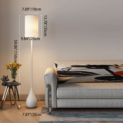 Modern Minimalist Water Drop Iron Fabric PVC 1-Light Standing Floor Lamp For Living Room & Bedroom