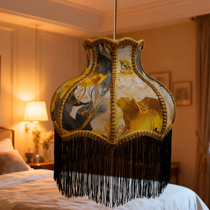 Traditional Vintage Hardware Fabric Bud-Shaped 1-Light Pendant Light For Living Room & Bedroom