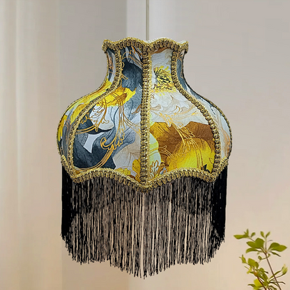 Traditional Vintage Hardware Fabric Bud-Shaped 1-Light Pendant Light For Living Room & Bedroom