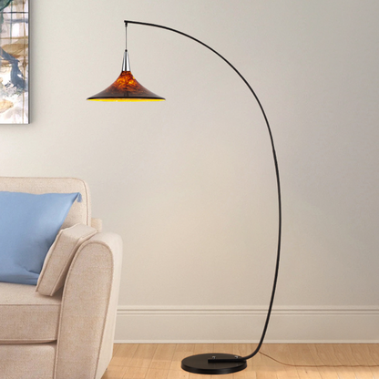 Contemporary Scandinavian Iron Acrylic Fan-Shaped 1-Light Standing Floor Lamp For Living Room & Bedroom