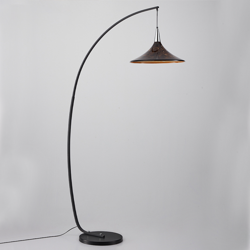 Contemporary Scandinavian Iron Acrylic Fan-Shaped 1-Light Standing Floor Lamp For Living Room & Bedroom
