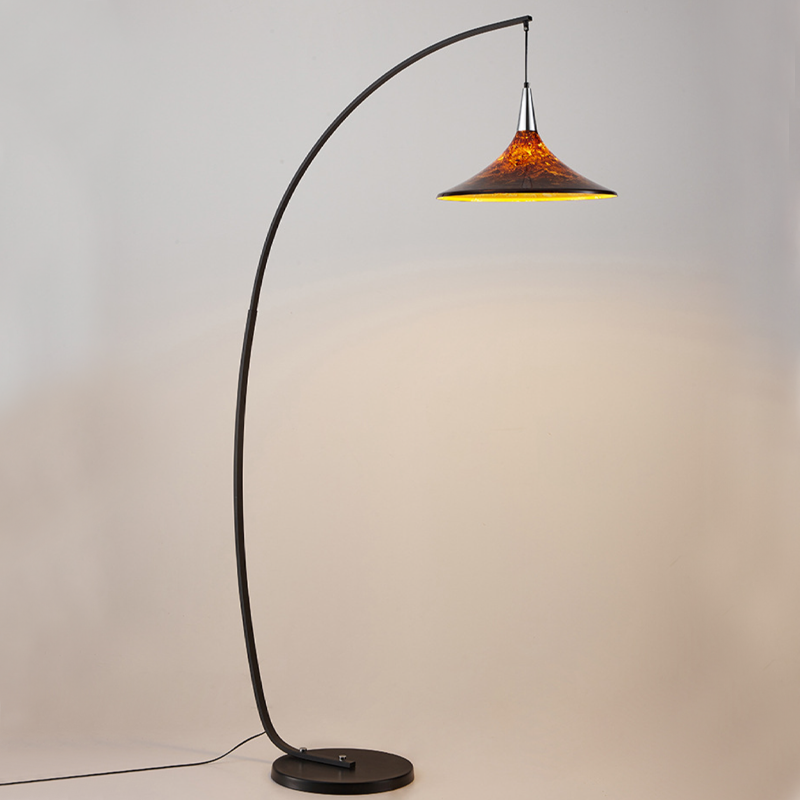 Contemporary Scandinavian Iron Acrylic Fan-Shaped 1-Light Standing Floor Lamp For Living Room & Bedroom