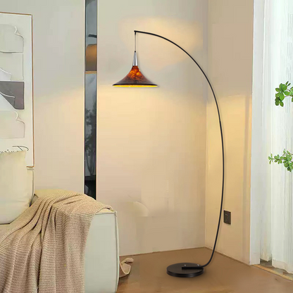 Contemporary Scandinavian Iron Acrylic Fan-Shaped 1-Light Standing Floor Lamp For Living Room & Bedroom