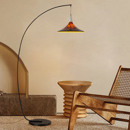 Contemporary Scandinavian Iron Acrylic Fan-Shaped 1-Light Standing Floor Lamp For Living Room & Bedroom