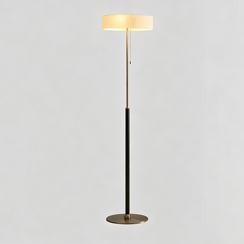 Contemporary Scandinavian Ash Wood Stainless Steel Aluminum Glass Round 3-Light Standing Floor Lamp For Living Room & Bedroom