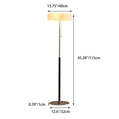 Contemporary Scandinavian Ash Wood Stainless Steel Aluminum Glass Round 3-Light Standing Floor Lamp For Living Room & Bedroom