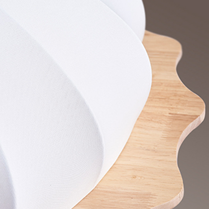 Modern Minimalist Oak Wood Fabric Round LED Flush Mount Ceiling Light For Living Room