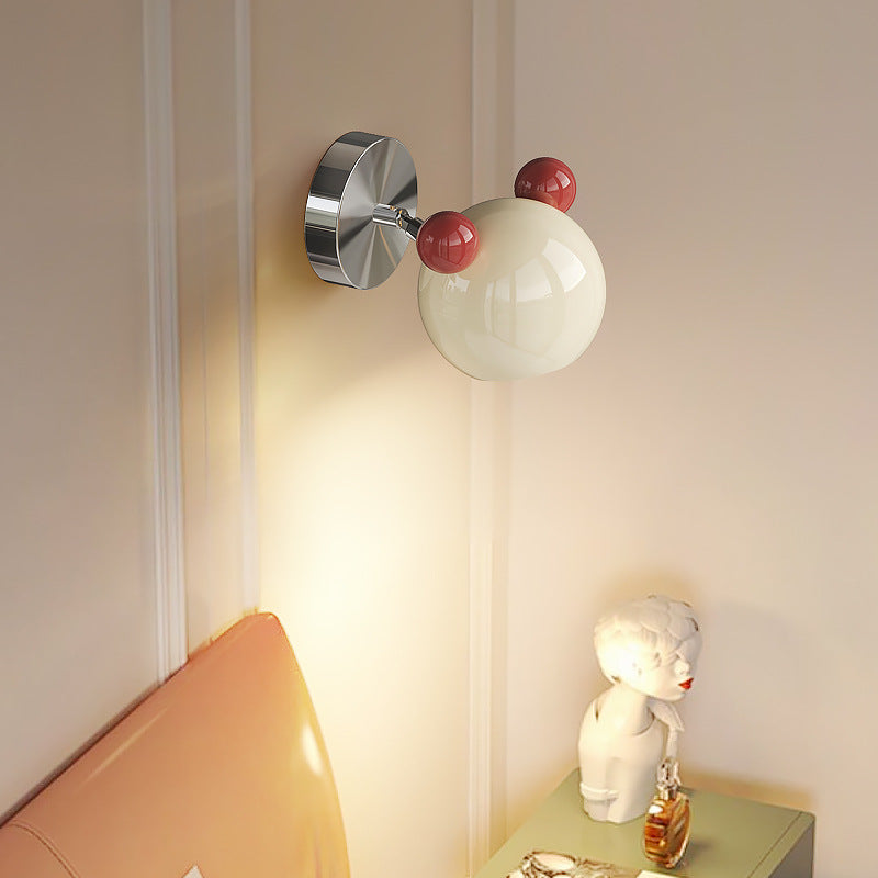Contemporary Creative Iron Cartoon Bear Kids LED Wall Sconce Lamp For Bedroom