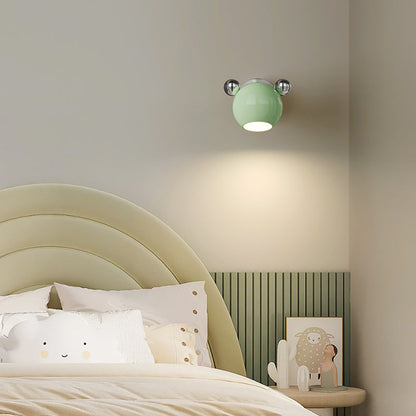 Contemporary Creative Iron Cartoon Bear Kids LED Wall Sconce Lamp For Bedroom
