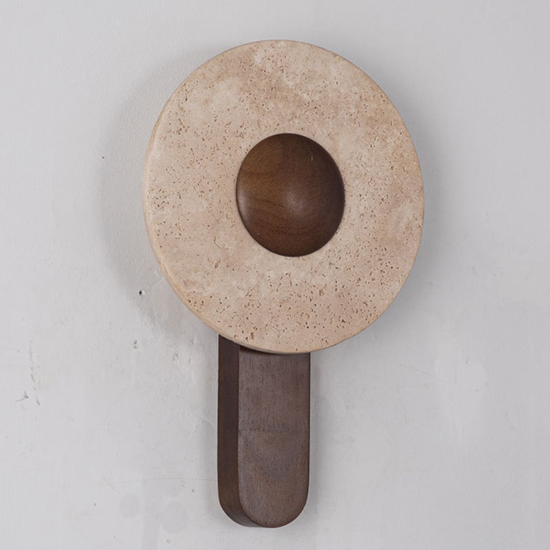 Modern Shabby Chic Yellow Travertine Solid Wood Geometric Combined Shape LED Wall Sconce Lamp For Living Room & Bedroom