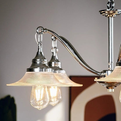 Contemporary Industrial Iron Glass Saucer-Shaped 3/5-Light Chandelier For Living Room