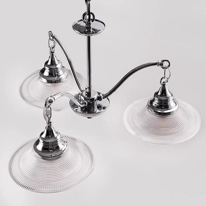 Contemporary Industrial Iron Glass Saucer-Shaped 3/5-Light Chandelier For Living Room