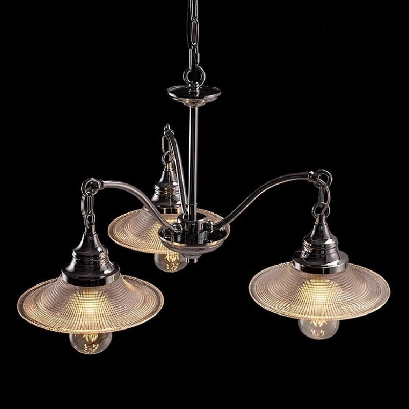 Contemporary Industrial Iron Glass Saucer-Shaped 3/5-Light Chandelier For Living Room