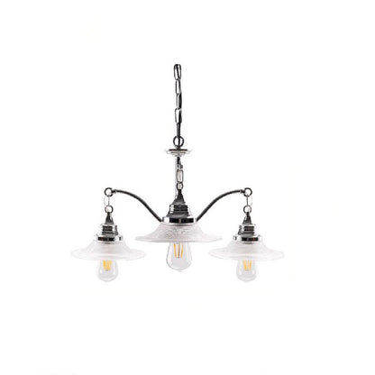 Contemporary Industrial Iron Glass Saucer-Shaped 3/5-Light Chandelier For Living Room