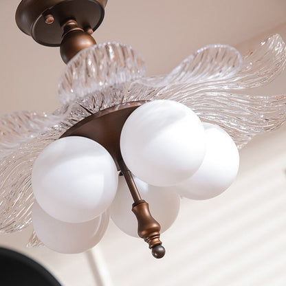 Contemporary Retro Iron Acrylic Glass Bud-Shaped 5-Light Semi-Flush Mount Ceiling Light For Living Room