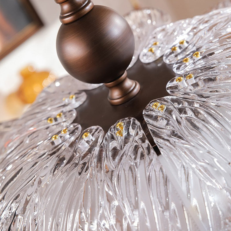 Contemporary Retro Iron Acrylic Glass Bud-Shaped 5-Light Semi-Flush Mount Ceiling Light For Living Room