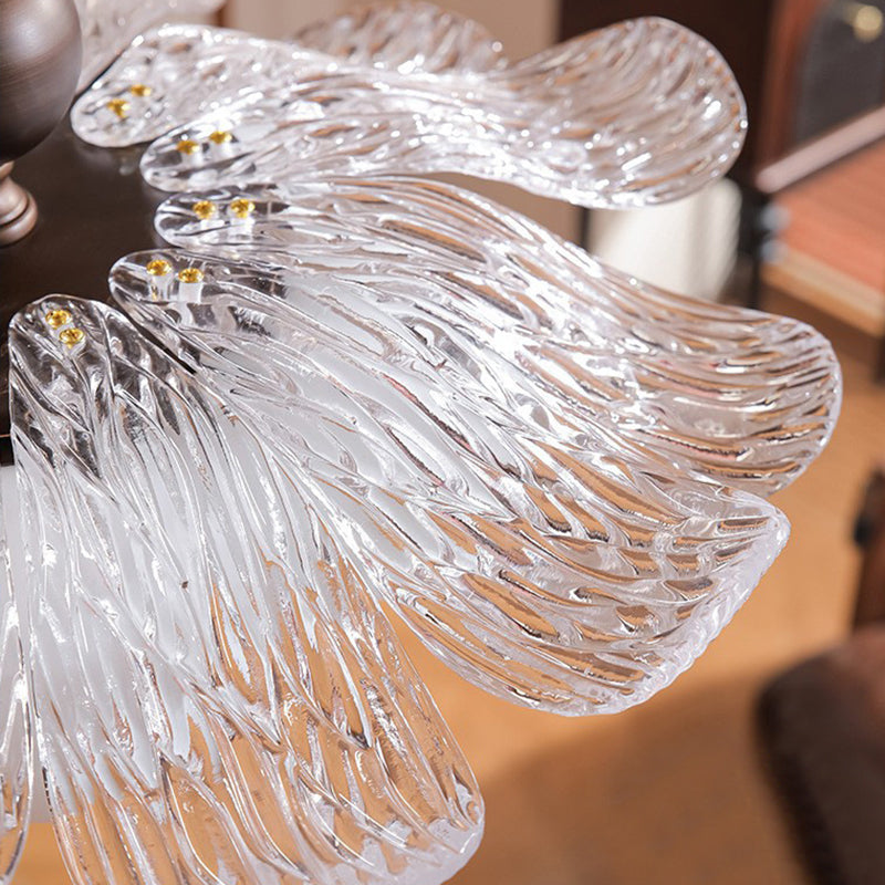 Contemporary Retro Iron Acrylic Glass Bud-Shaped 5-Light Semi-Flush Mount Ceiling Light For Living Room