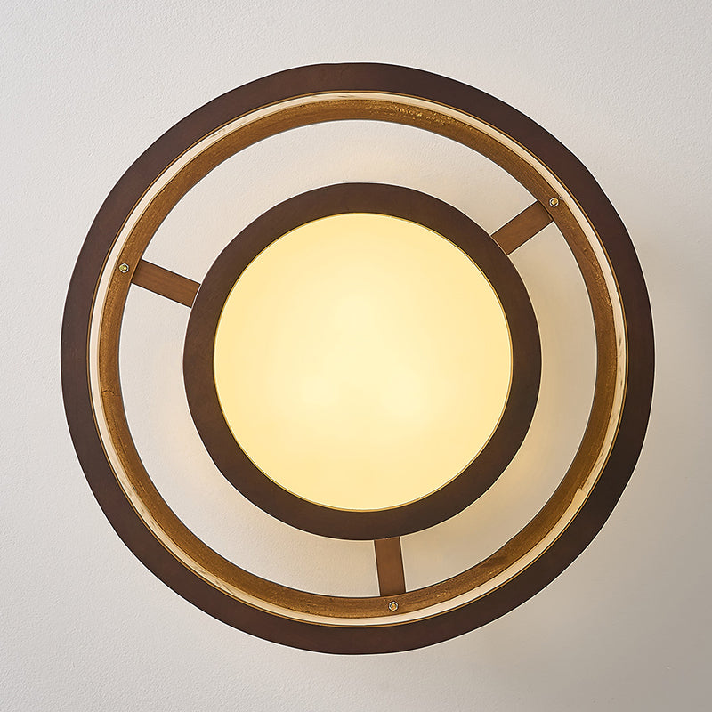 Traditional Chinese Rubberwood Fabric Cylindrical 4/5-Light Semi-Flush Mount Ceiling Light For Living Room & Bedroom