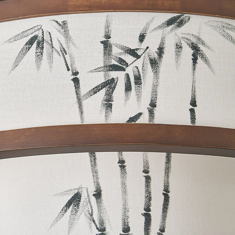 Traditional Chinese Rubberwood Fabric Cylindrical 4/5-Light Semi-Flush Mount Ceiling Light For Living Room & Bedroom