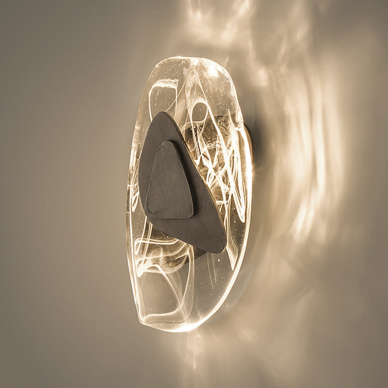 Contemporary Creative Glass Iron Triangular Oval LED Wall Sconce Lamp For Bedroom