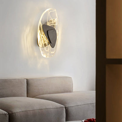 Contemporary Creative Glass Iron Triangular Oval LED Wall Sconce Lamp For Bedroom