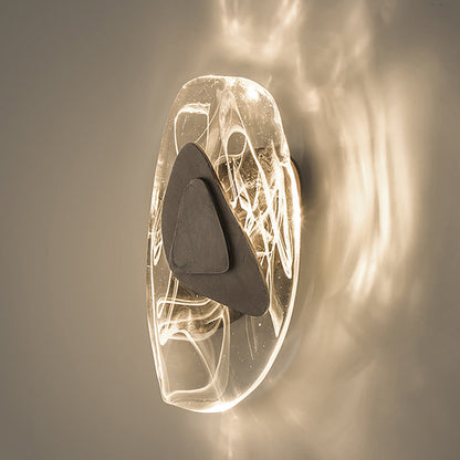 Contemporary Creative Glass Iron Triangular Oval LED Wall Sconce Lamp For Bedroom