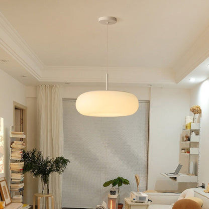 Contemporary Scandinavian PE Iron Flat-Round LED Chandelier For Bedroom