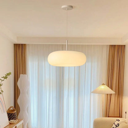 Contemporary Scandinavian PE Iron Flat-Round LED Chandelier For Bedroom