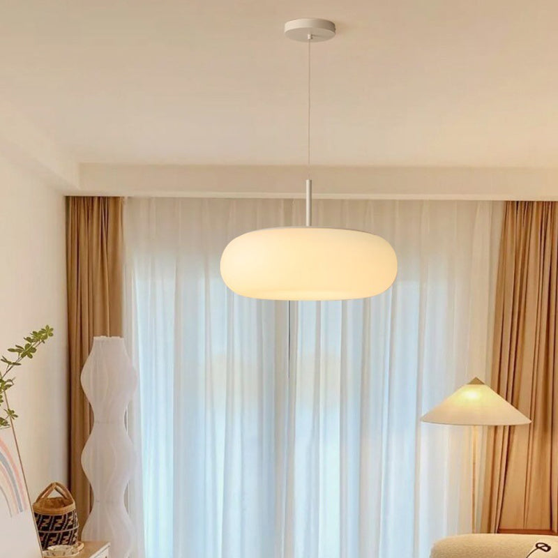 Contemporary Scandinavian PE Iron Flat-Round LED Chandelier For Bedroom