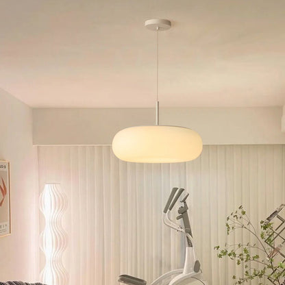 Contemporary Scandinavian PE Iron Flat-Round LED Chandelier For Bedroom
