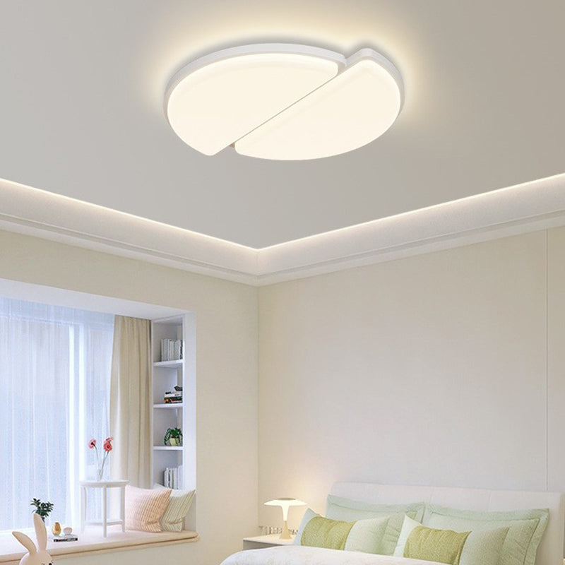 Modern Minimalist Acrylic Iron Semi-Round Floral Geometric LED Flush Mount Ceiling Light For Bedroom & Living Room