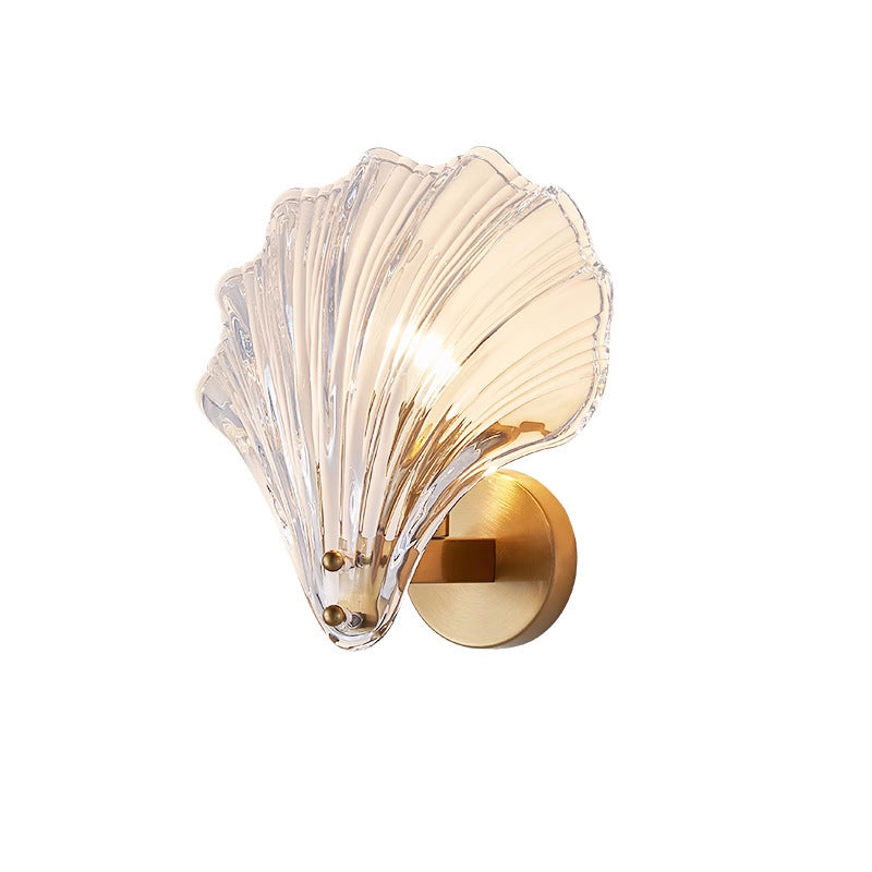 Modern Luxury Glass Iron Shell-Shaped Round 1-Light Wall Sconce Lamp For Living Room