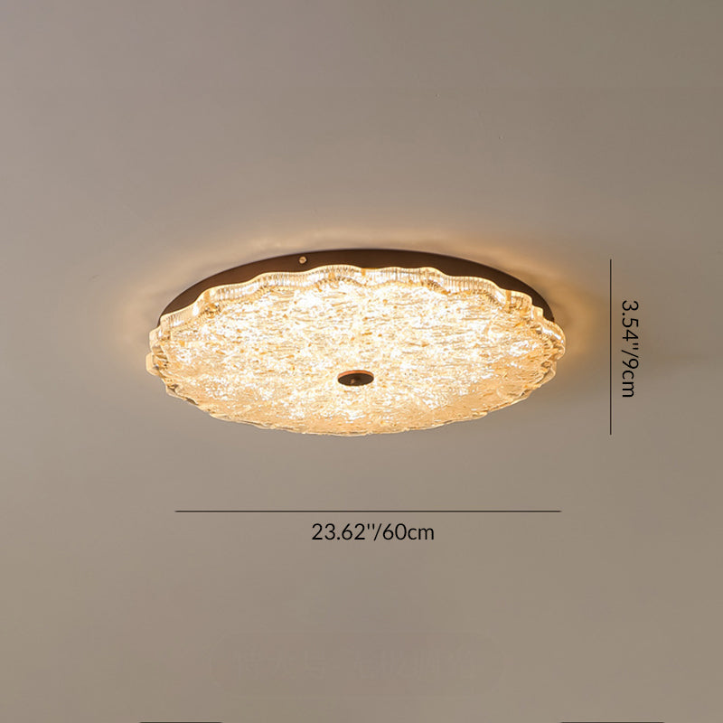 Traditional Vintage Iron Resin Floral Round LED Flush Mount Ceiling Light For Bedroom
