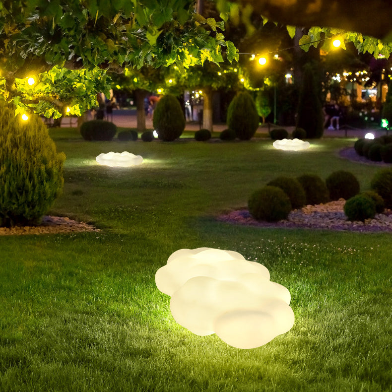 Contemporary Creative Carbon Steel PE Cloud-Shaped 2/3-Light Outdoor Light For Garden