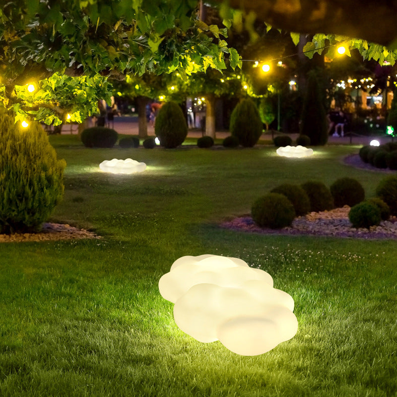 Contemporary Creative Carbon Steel PE Cloud-Shaped 2/3-Light Outdoor Light For Garden