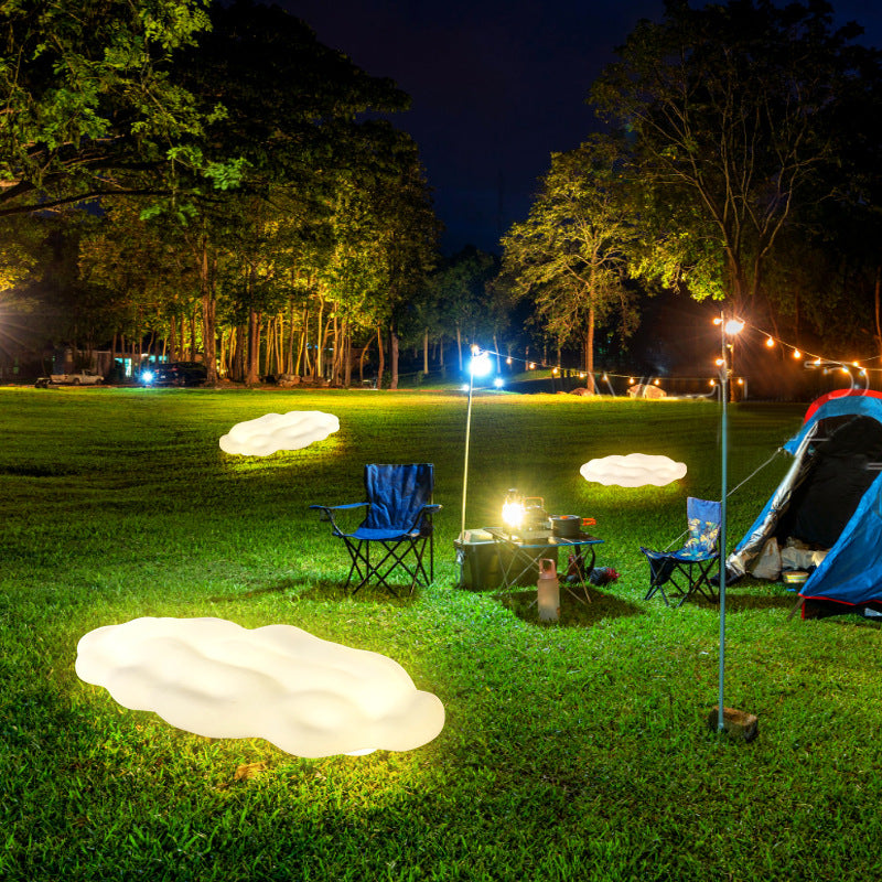 Contemporary Creative Carbon Steel PE Cloud-Shaped 2/3-Light Outdoor Light For Garden