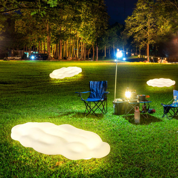 Contemporary Creative Carbon Steel PE Cloud-Shaped 2/3-Light Outdoor Light For Garden