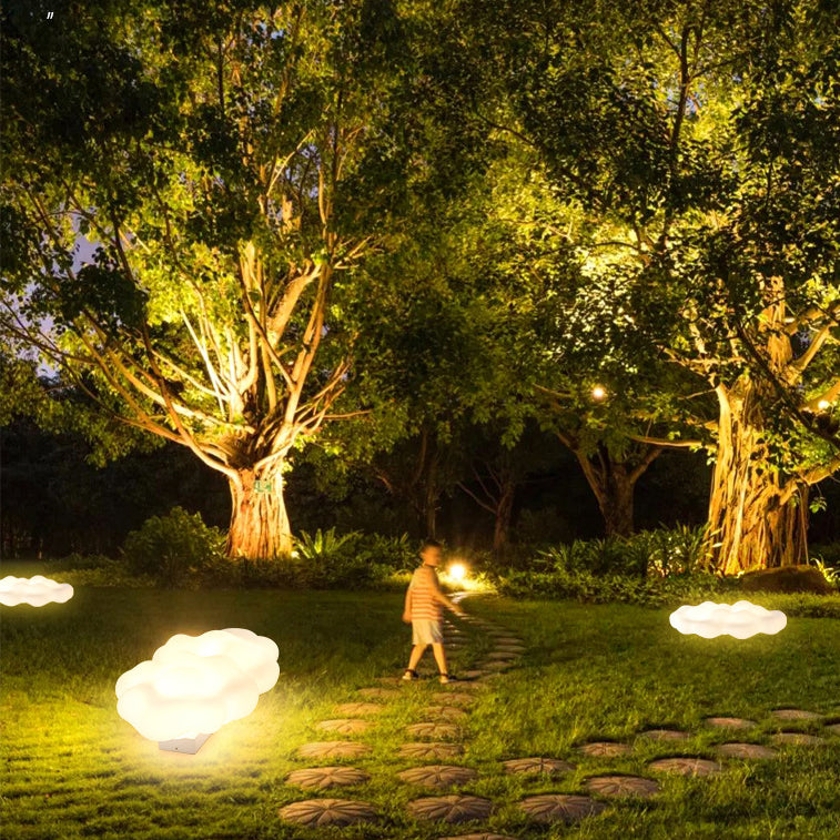 Contemporary Creative Carbon Steel PE Cloud-Shaped 2/3-Light Outdoor Light For Garden