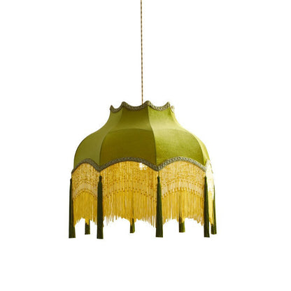 Traditional Vintage Brass Fabric Tassel Round 1/3-Light Chandelier For Living Room