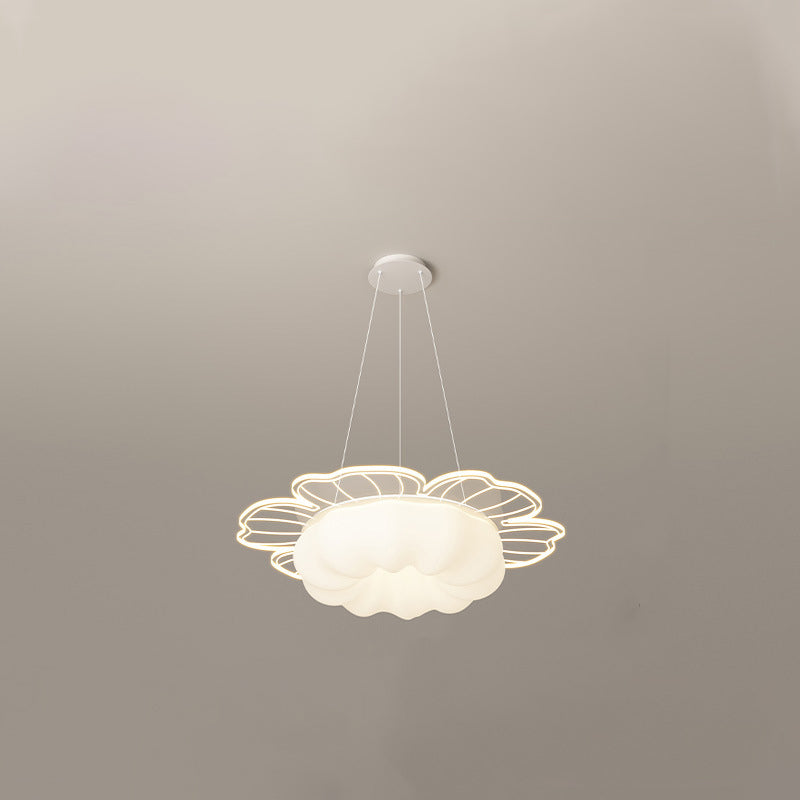 Traditional French PVC & Iron Floral Shape Round LED Chandelier For Living Room