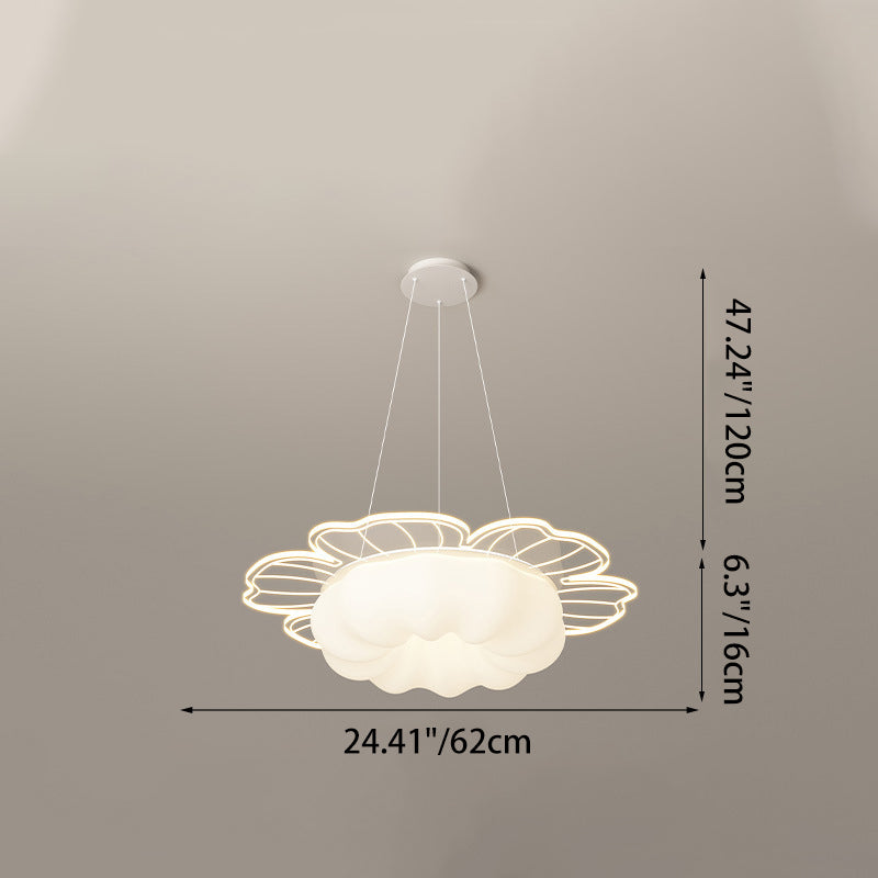 Traditional French PVC & Iron Floral Shape Round LED Chandelier For Living Room