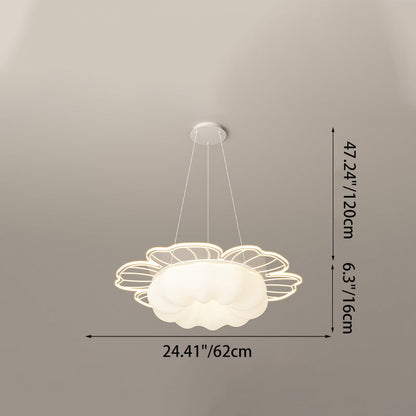 Traditional French PVC & Iron Floral Shape Round LED Chandelier For Living Room
