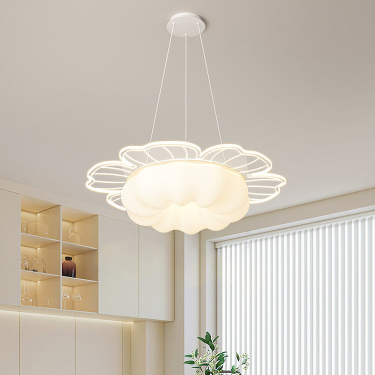 Traditional French PVC & Iron Floral Shape Round LED Chandelier For Living Room