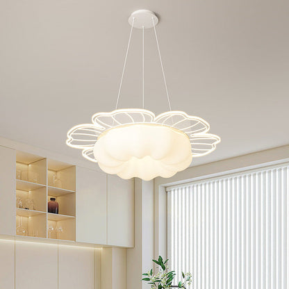 Traditional French PVC & Iron Floral Shape Round LED Chandelier For Living Room