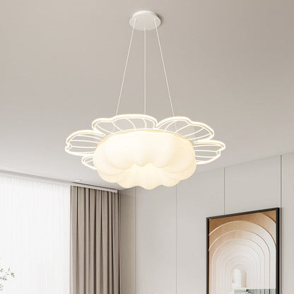 Traditional French PVC & Iron Floral Shape Round LED Chandelier For Living Room