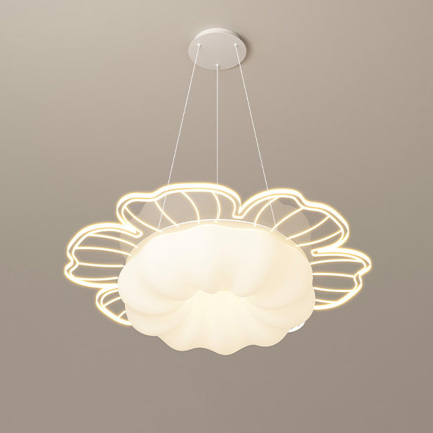 Traditional French PVC & Iron Floral Shape Round LED Chandelier For Living Room