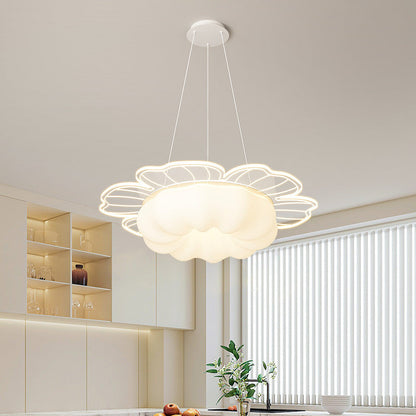 Traditional French PVC & Iron Floral Shape Round LED Chandelier For Living Room