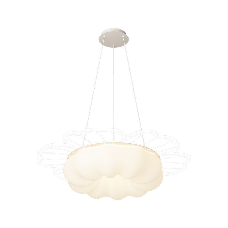 Traditional French PVC & Iron Floral Shape Round LED Chandelier For Living Room