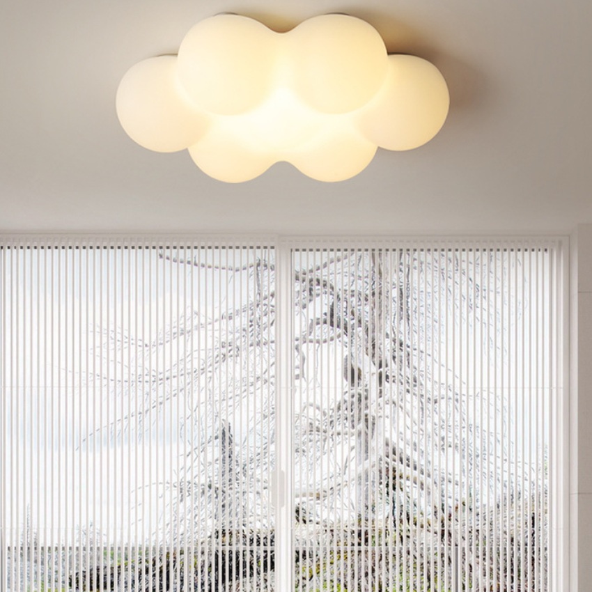Contemporary Creative PE Iron Cloud-Shaped LED Flush Mount Ceiling Light For Bedroom